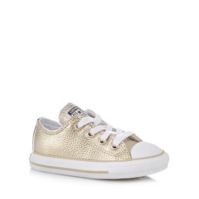 Girls' gold leather trainers